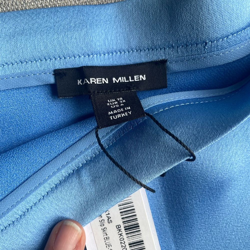 NWT Karen Millen Light Blue Satin Skirt - Picture 2 of 8